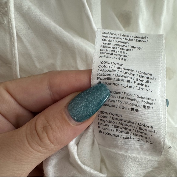 FARM Rio Off White Flutter Sleeve 3D Flower Cotton Mini Dress Size Medium - Picture 5 of 7